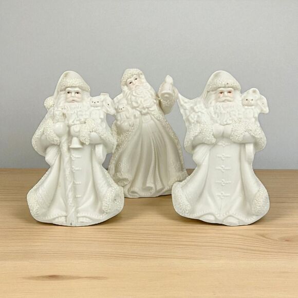 Vintage Bisque Santa Figurines - Ks Collection Christmas Decor, Set of 3 - Picture 1 of 8